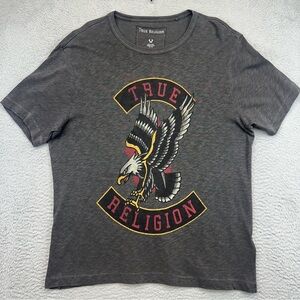 True Religion Shirt Mens XL Gray True Eagle Tee American Traditional Cotton Rock